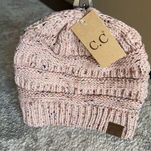 C.C Blush Pink Speckled Knit Beanie